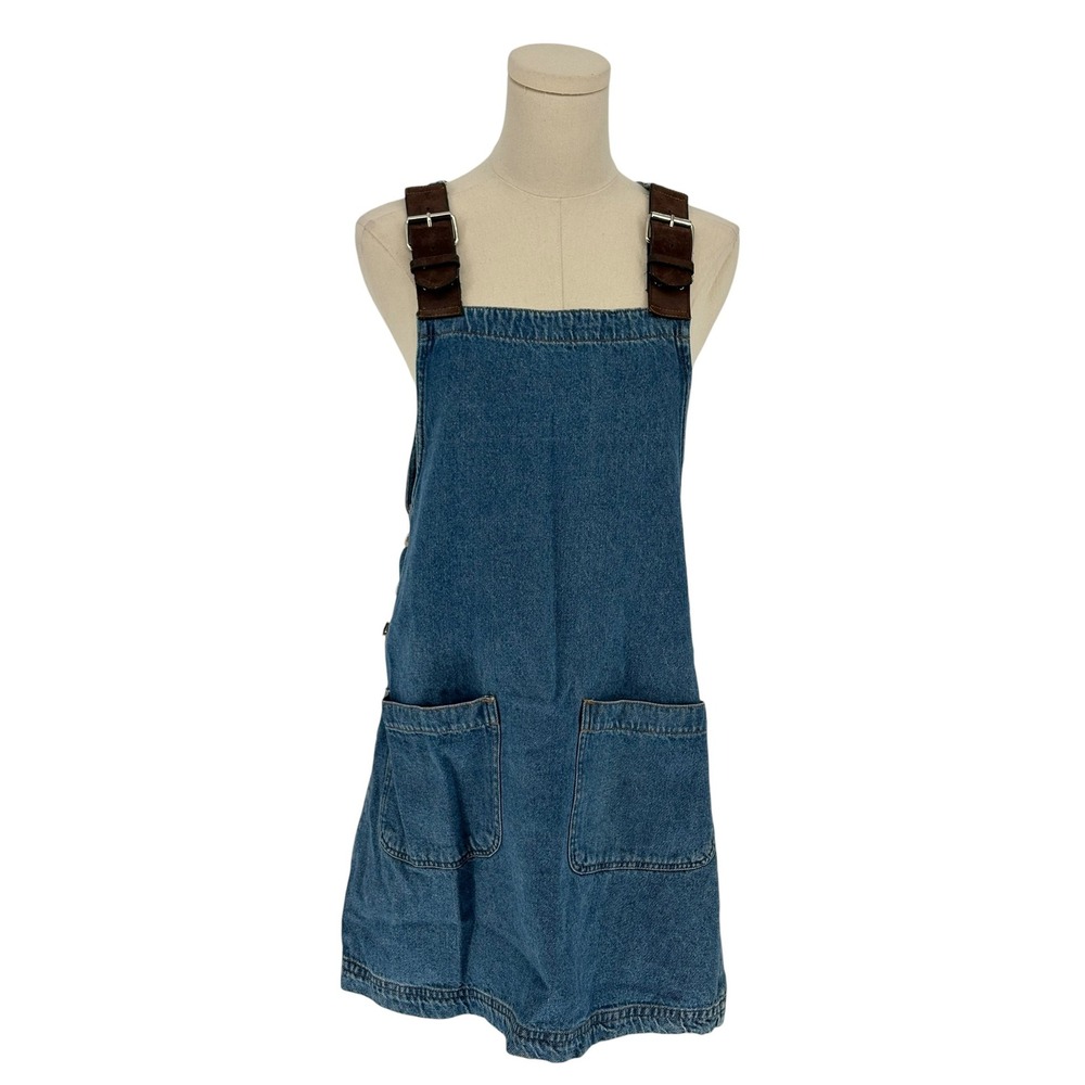 Vintage J.L.N.Y. Denim Pinafore Dress Blue Buckle Straps 100% Cotton Small
